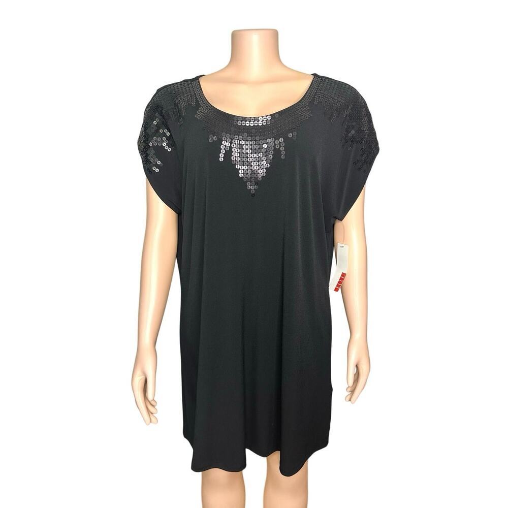 Elle Sequin Sheath Women’s Blouse Dress Size XL‎ Black